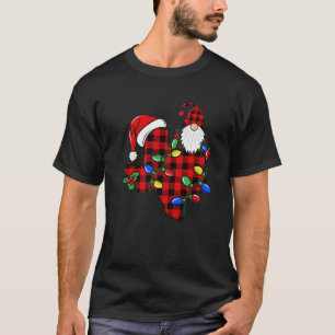 Texas Christmas Lights Gnome Buffalo Plaid Xmas Gi T-Shirt