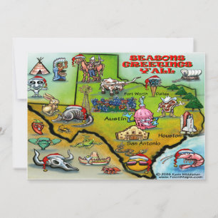 TEXAS Christmas Map Holiday Card