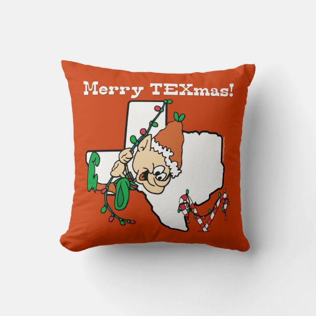 Texas Christmas Throw Pillow (Front)