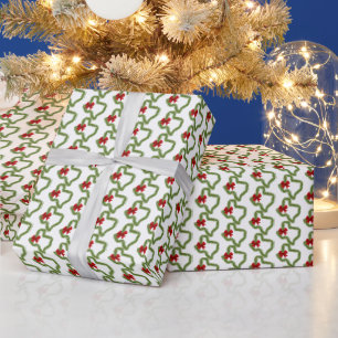 Texas Christmas Wreath with Red Bow Wrapping Paper
