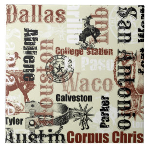 Texas Cities, Broncs and Spurs Tile