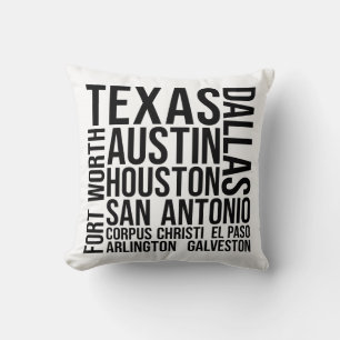 Texas Cities Word Art - Austin Travel Throw Pillow