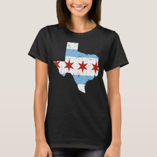 Texas City Chicago Flag Grunge Travelling South Si T-Shirt