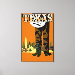 Texas City Cowboy Canvas Print