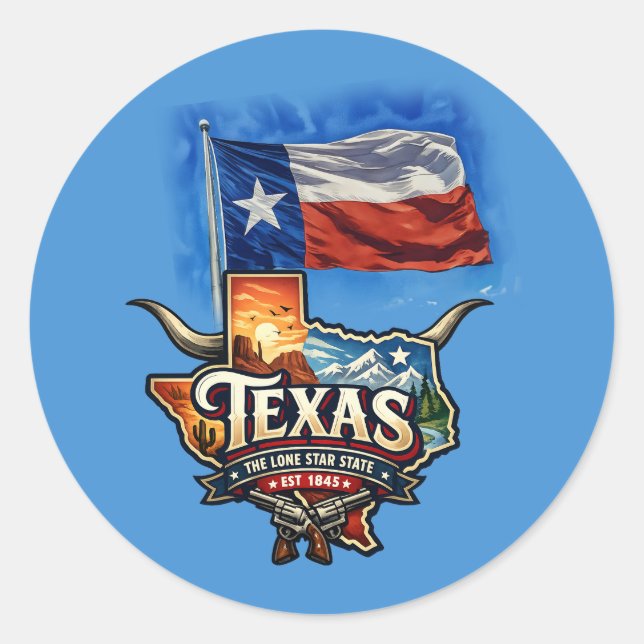 TEXAS CLASSIC ROUND STICKER (Front)