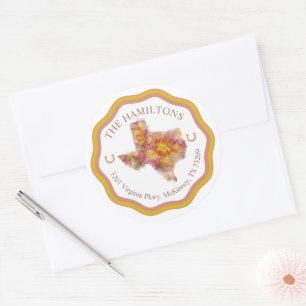 Texas Colourful Address Classic Round Sticker