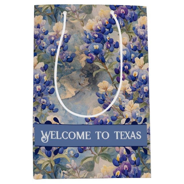 Texas Commemorative Bluebonnets, Medium Gift Bag (Front)