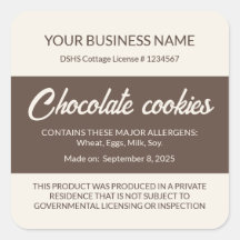 Texas Cottage Food Law Chocolate Cookie Label