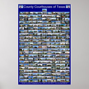 Texas County Courthouses Poster (Blue vertical)