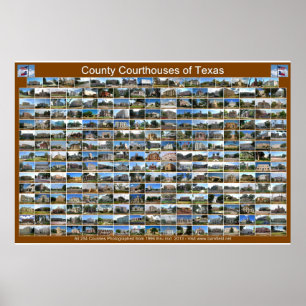 Texas County Courthouses Poster (brown horizontal)