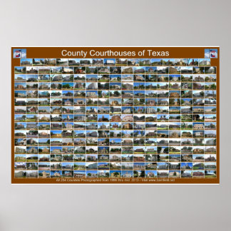 Texas County Courthouses Poster (brown horizontal)
