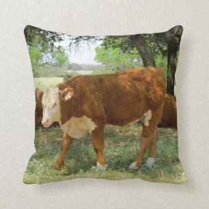 Texas Cow Throw Pillow