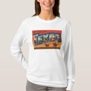 Texas (Cowboy Roping Bull)Large Letter Scenes T-Shirt