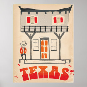 Texas Cowboy Vintage Style travel poster
