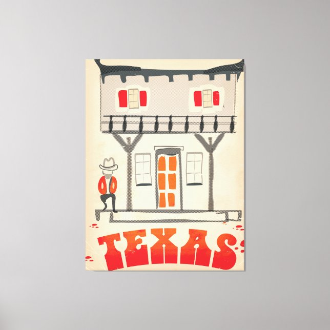 Texas Cowboy Vintage Style travel poster Canvas Print (Front)