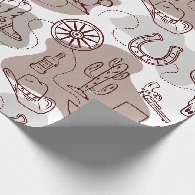 Texas Cowboy Western Doodle Wrapping Paper (Corner)