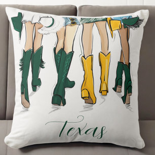 Texas Cowgirl Green Gold Fashion Throw Pillow