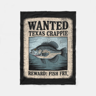 Texas Crappie Wanted Poster Funny Fish Fry Fishing Fleece Blanket