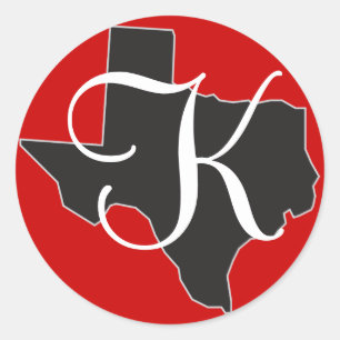 Texas Custom Monogram Initial on State Outline Classic Round Sticker