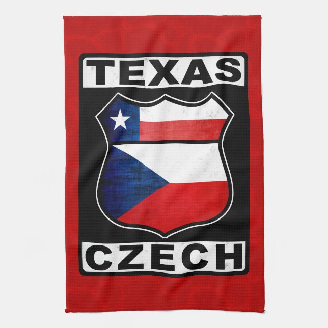 Texas Czech American Tea Towel (Vertical)