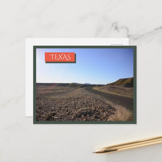 Texas Desert Open Road Big Bend Postcards (Front/Back In Situ)