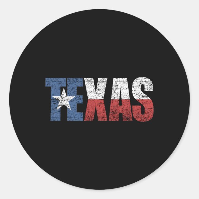Texas Distressed Texas Flag Classic Round Sticker (Front)