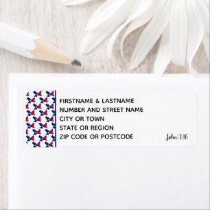 TEXAS DRAPEAU John 3:16 Sticker Adresse de retour