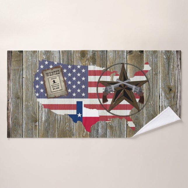 Texas Duelling Pistols Lone Star State Map  Bath Towel Set (Bath Towel)