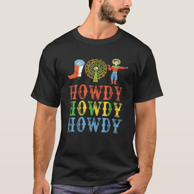 TEXAS FAIR STATE FAIR COWBOY FERRIS WHEEL COUNTY F T-Shirt (Front)