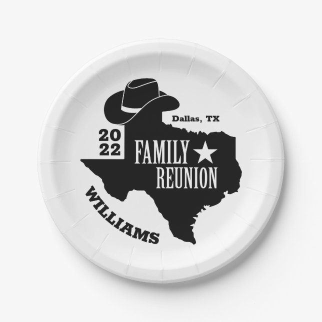 Texas Family Reunion Paper Plate (Front)