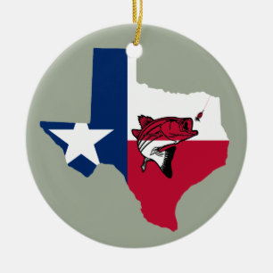 Texas Fishing Ceramic Ornament