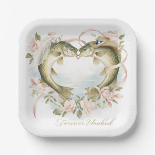 Texas fishing lovers Wedding  Watercolor Paper Plate