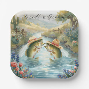 Texas Fishing Wedding  Paper Plate