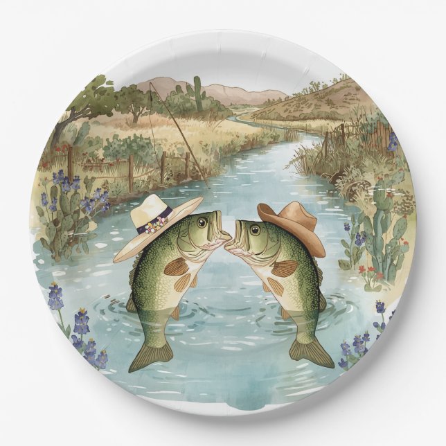 Texas Fishing Wedding  Paper Plate (Front)