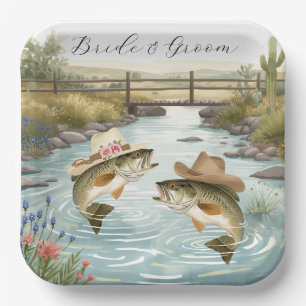 Texas Fishing Wedding Paper Plate