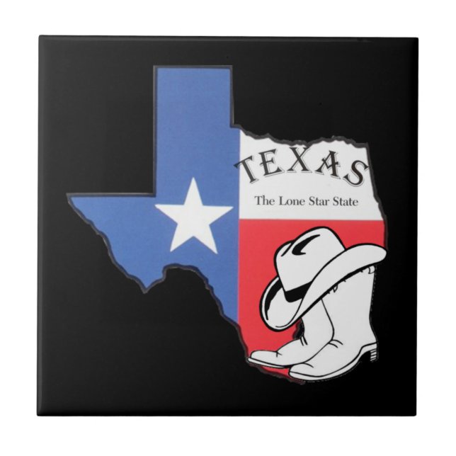 Texas: Flag and Silhouette of Texas, Tile (Front)
