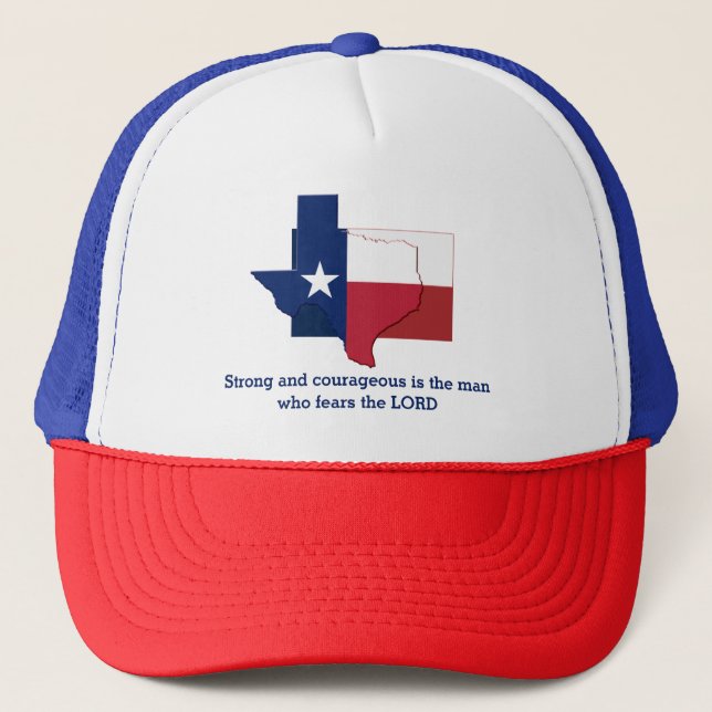 TEXAS Flag Christian Scripture Personalized Trucker Hat (Front)