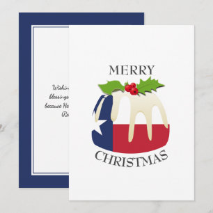 TEXAS FLAG   Festive Plum Pudding   Christmas Holiday Card