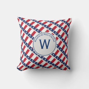 TEXAS FLAG Lone Star Customized Monogram Scripture Throw Pillow