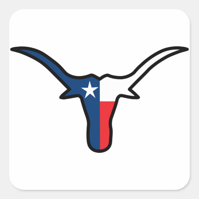 Texas Flag Longhorn Square Sticker (Front)