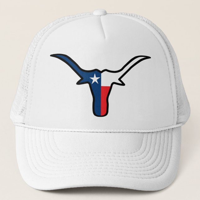 Texas Flag Longhorn Trucker Hat (Front)