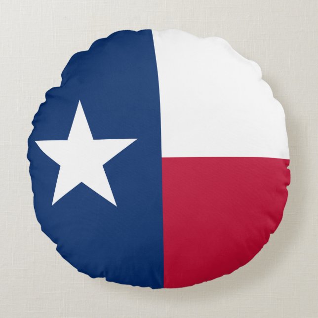Texas Flag: Longhorns, The Texan Lone Star State Round Pillow (Front)