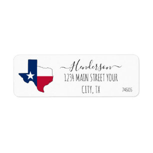 Texas Flag map Adresse de retour