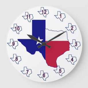 Texas Flag Map Large Clock