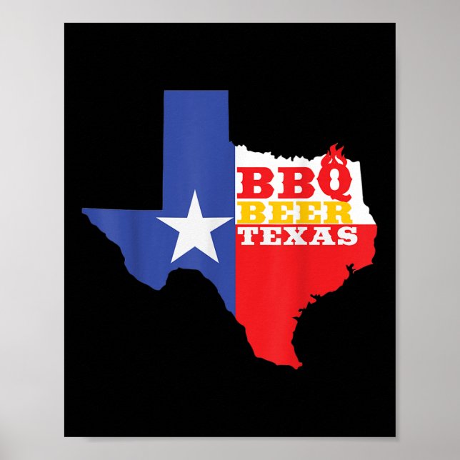 Texas Flag Map Summer Barbecue Funny Beer Bbq Love Poster (Front)