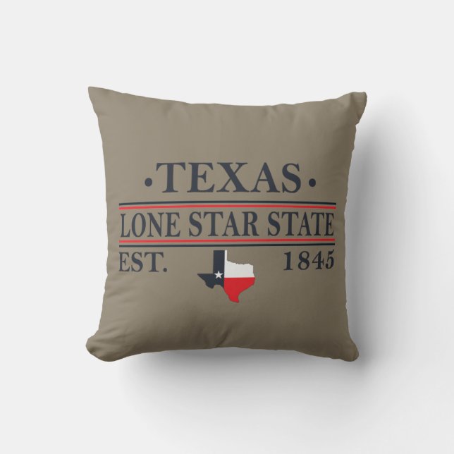 Texas flag map the lone star state throw pillow (Front)