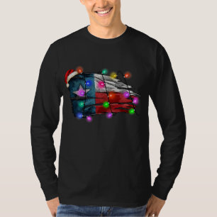 Texas Flag Merry Christmas Lights Xmas American T-Shirt