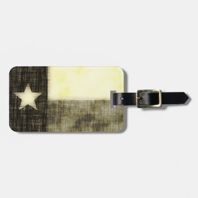 TEXAS FLAG OLD DRAWING LUGGAGE TAG (Front Horizontal)