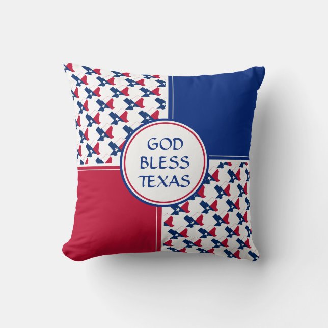 TEXAS Flag Patriotic Texan GOD BLESS TEXAS Throw Pillow (Front)