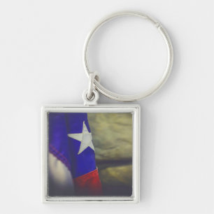 Texas Flag Rustic Lone Star State USA Keychain